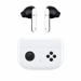 Wireless earbuds with charging case on a white background