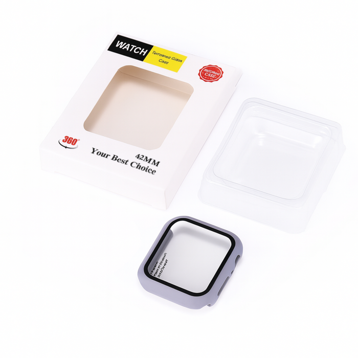 Watch screen protector with packaging on a white background