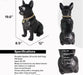Black dog-shaped portable speaker with specifications and dimensions on a white background