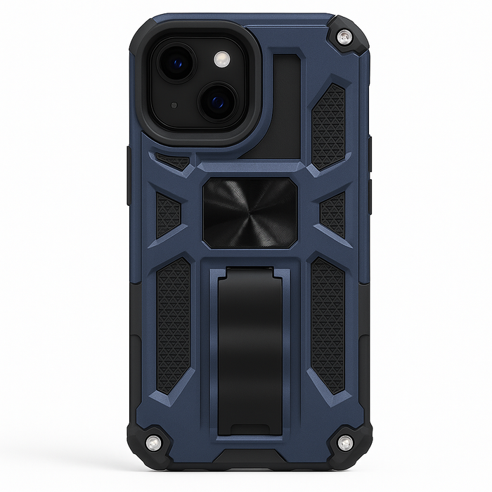 Rugged Shockproof Kickstand Case for iPhone 13 Mini – Black / Red / Blue