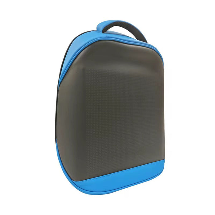 Black and blue shoe bag on a white background