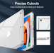 Clear phone case with precise cutouts for controls and features on a dark background