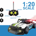 Remote control car with a 1:20 scale label and control buttons on a white background
