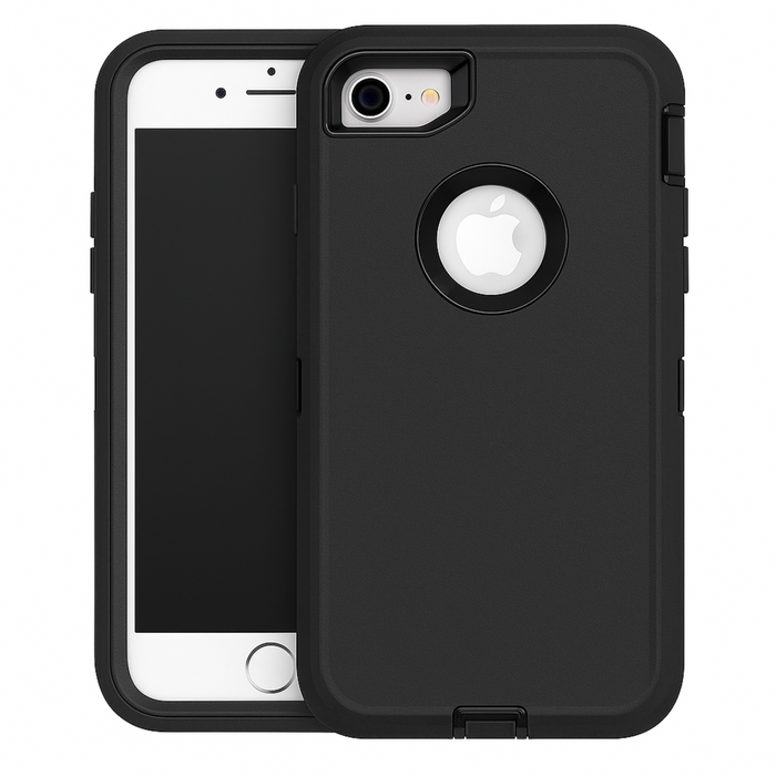 Black phone case with Apple logo on a white background