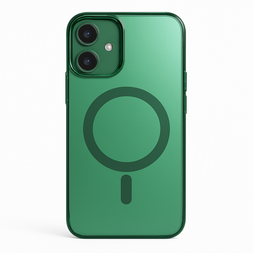 Green smartphone with MagSafe design on a white background