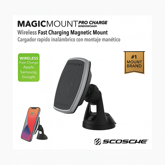 Scosche MagicMount™ Pro Charge – Wireless Fast Charging Magnetic Mount (Window/Dash)