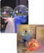 Collage of decorative balloons with flowers and lights, one on a blurred night street scene.