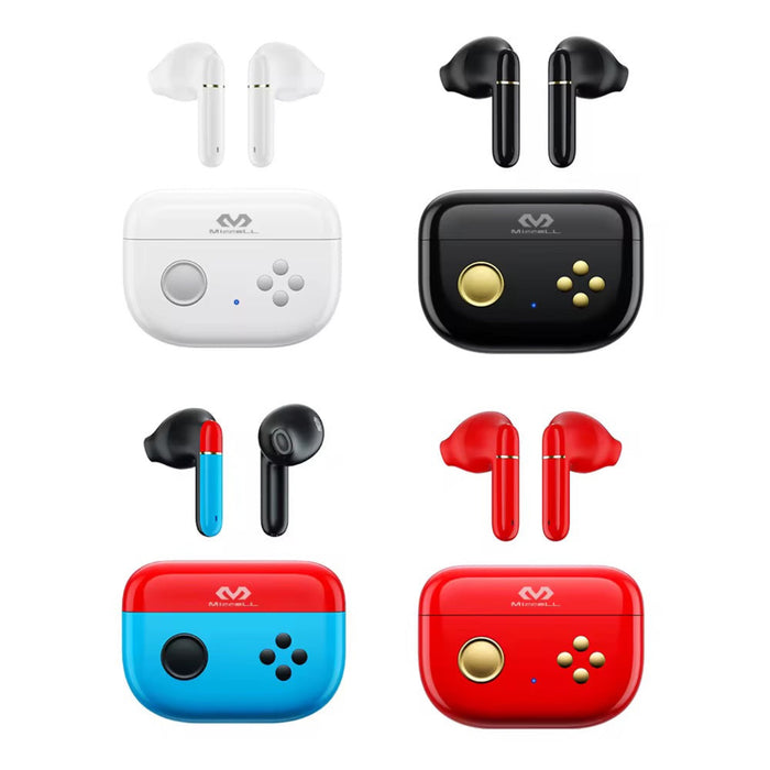 Set of wireless earbuds with charging cases on a white background