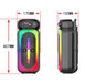 Measurement chart of a portable speaker with dimensions labeled.