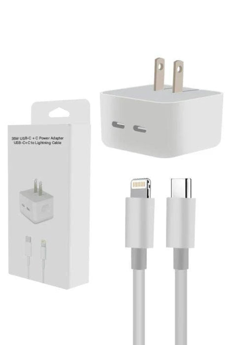 35W Dual USB-C Power Adapter with USB-C to Lightning Cable
