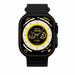 Smartwatch with a black band on a white background