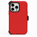 Red phone case with black accents on a white background