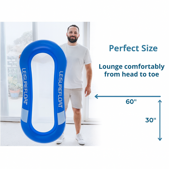 LeisureFloat Inflatable Pool Lounge Recliner – Mesh Design with Head & Leg Support