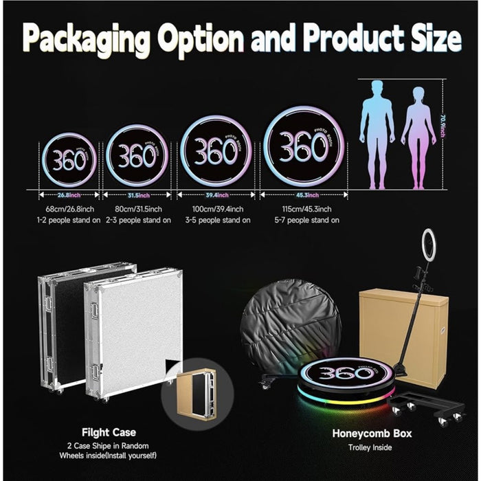 360 Photo Booth Machine with Flight Case – 80cm & 100cm
