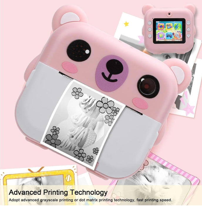 Children’s Instant Print Camera – Pink Bear Design
