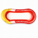Inflatable pool float with red and yellow design on a white background
