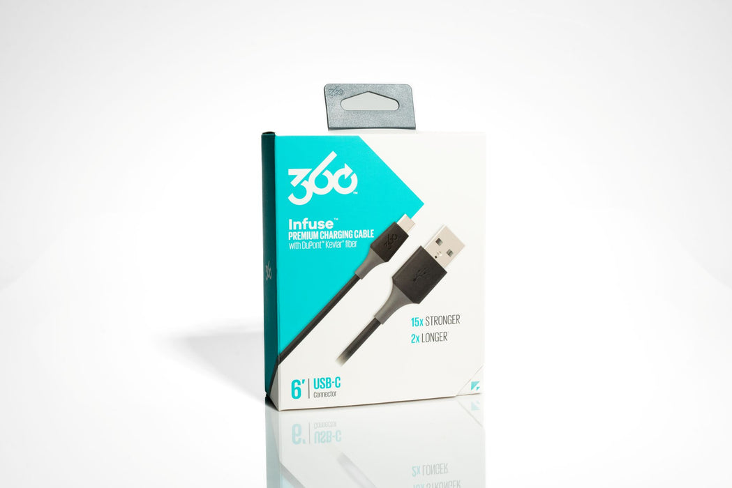360 Rotate USB-A to USB-C Cable – 6ft Braided Fast Charging & Data Sync