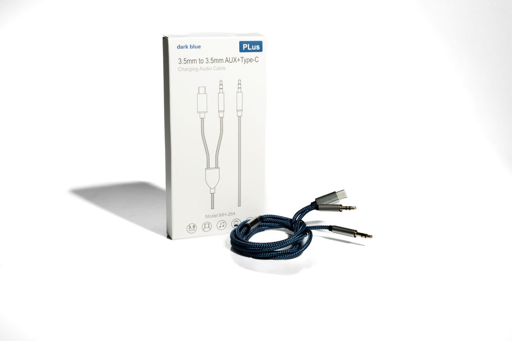 3.5mm AUX + USB-C Braided Charging Audio Cable