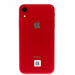 Red iPhone XR with Apple logo on a white background