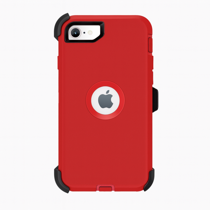 Red phone case with Apple logo on a white background