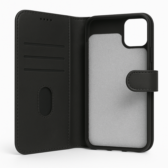 iPhone 11 Pro Max – Classic Black Leather Flip Wallet Case