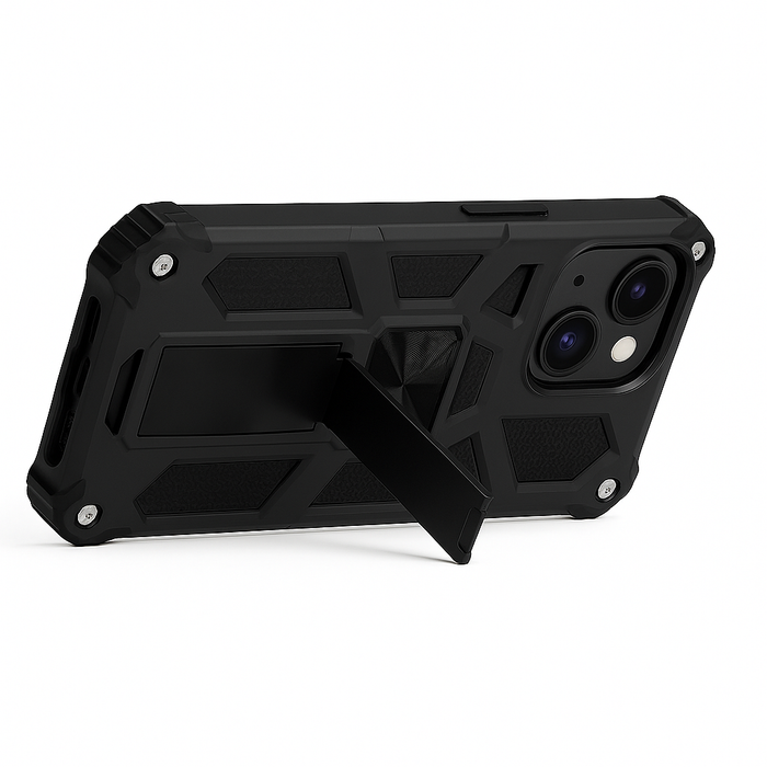 Rugged Shockproof Kickstand Case for iPhone 13 Mini – Black / Red / Blue