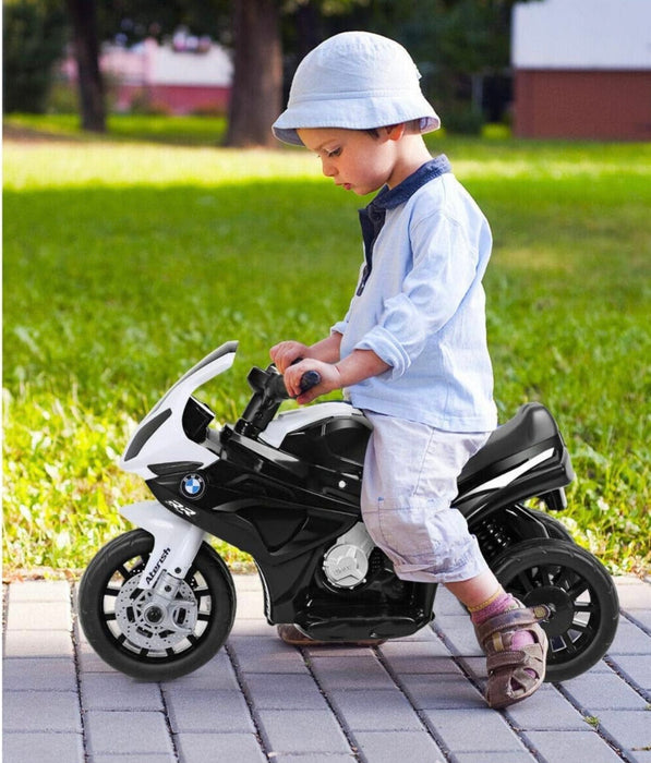 Style Kids Electric Ride-On Motorcycle (Black/White, 18–36 Months)