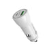 White car charger with USB port on a white background