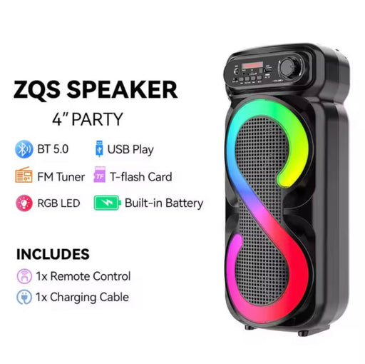 ZQS Speaker with RGB LED display on a white background