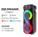 ZQS Speaker with RGB LED display on a white background