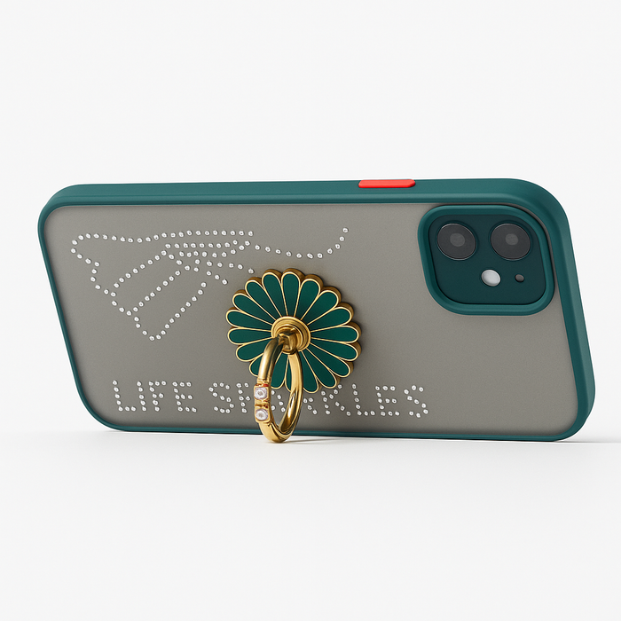 iPhone 12 Case - Life Sparkles with Ring Stand (Teal Green)