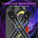 Two wireless microphones with a colorful background and text promoting singing talent.