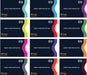 Grid of credit card protectors with various color combinations and Boxiki branding.