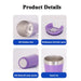 Product details of a purple and silver cup with Bluetooth speaker on a white background