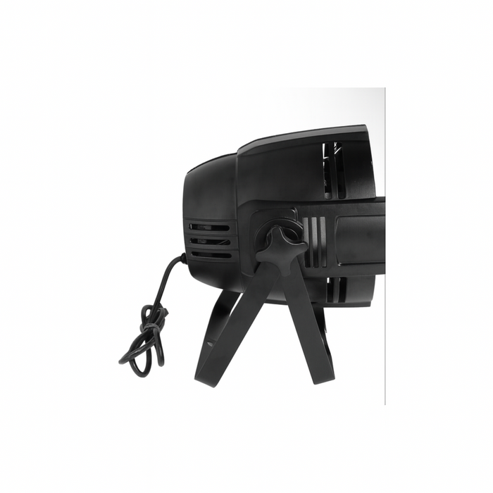 Black light stand with a clip on a white background