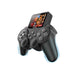 Black gaming controller with screen on a white background