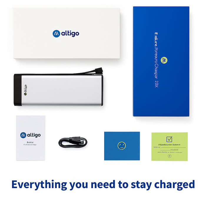 Altigo Endure Power Bank 10,000mAh – Built-In Lightning + Micro USB (V9) Cables MICRO USB+TYPE-C