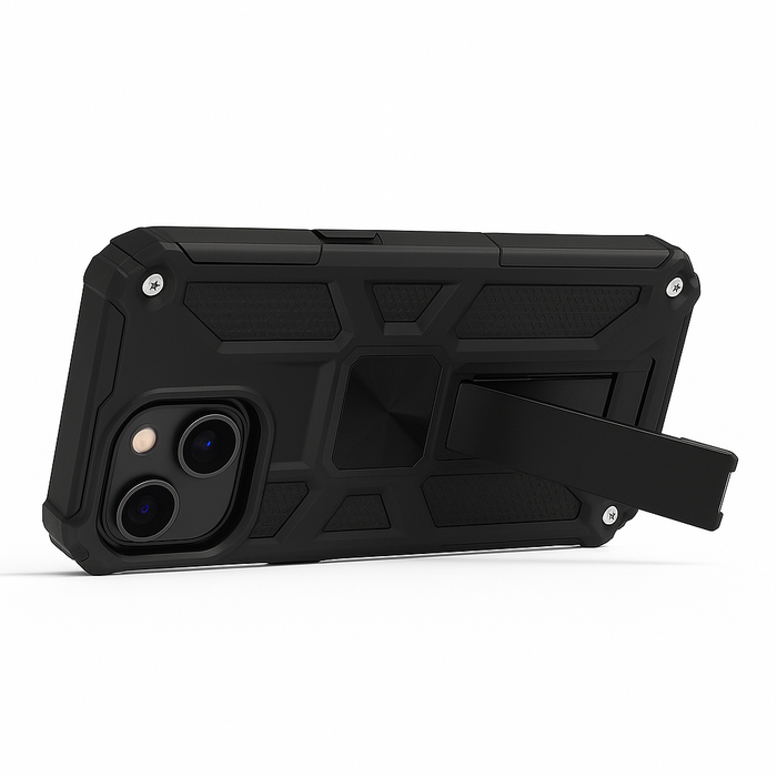 Rugged Shockproof Kickstand Case for iPhone 13 Mini – Black / Red / Blue