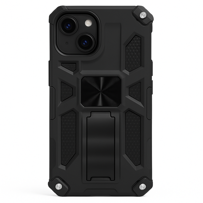 Rugged Shockproof Kickstand Case for iPhone 13 Mini – Black / Red / Blue