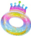 Colorful inflatable ring with a crown on a white background