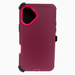 Pink phone case with black accents on a white background