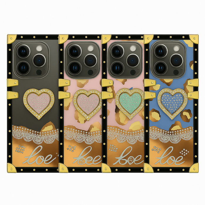 Luxury Leopard Heart Kickstand Case – For iPhone 16 Pro