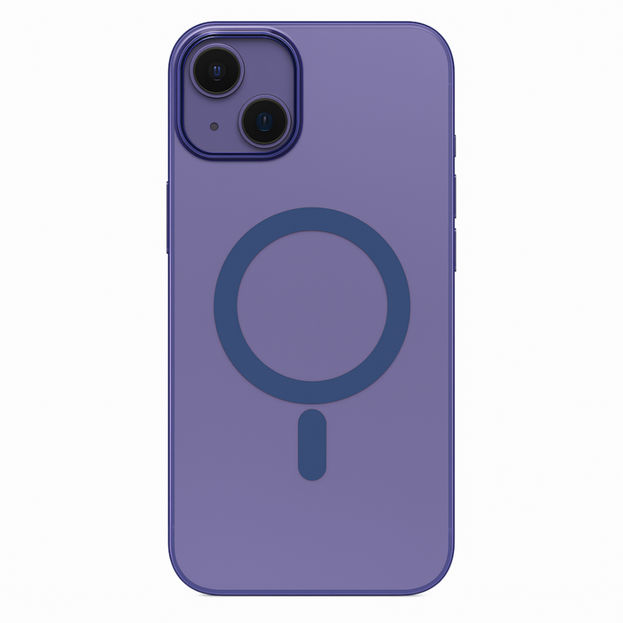 Purple phone case with a circular design on a white background