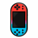 Handheld gaming console with red and blue design on a white background