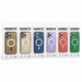 Packaging of six phone cases in different colors with brand names on a white background