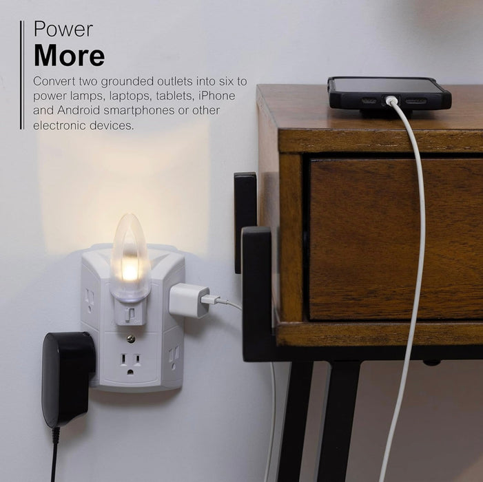 Philips 6-Outlet Tap Adapter – 2 Pack (Side Access Design)
