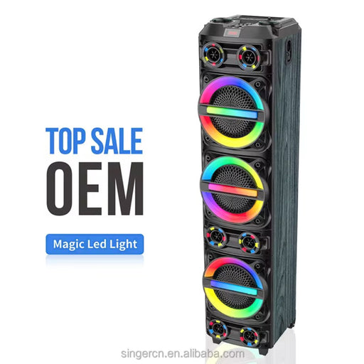 Multicolored speaker with 'Top Sale OEM' text and 'Magic Led Light' label on a white background