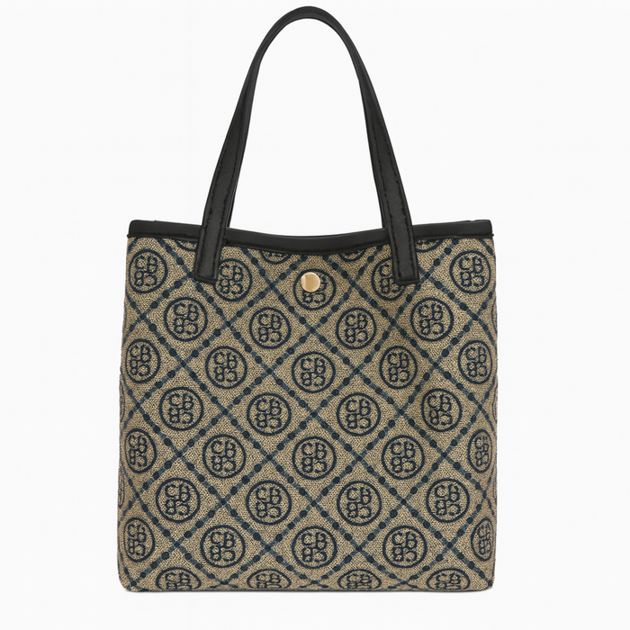 Chrisbella Monogram Tote Bag with Lock – Black Trim
