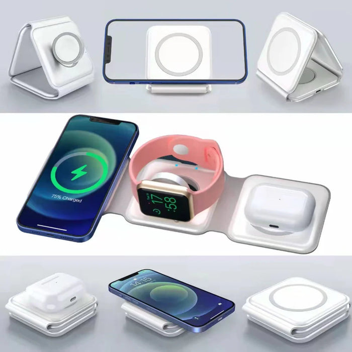 3-in-1 Foldable Magnetic Wireless Charger – iPhone, Apple Watch & AirPods