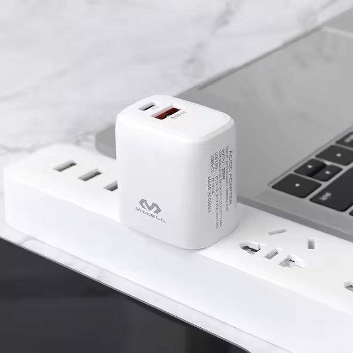 Miccell 20W Wall USB Charger with Lightning Cable – VQ-PD002 | Fast Charging PD + QC 3.0